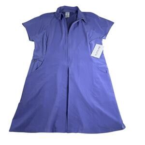 Athleta Fairway Dress Dark Adonis Blue Size L NWT Golf Athletic Zip Front $139